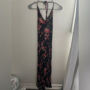 Long Floral dress - Halter with Low Back